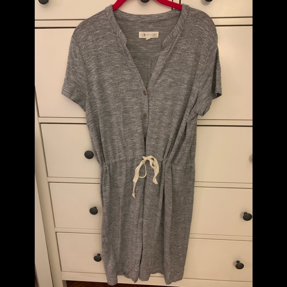 Lou & Grey Loft gray drawstring casual dress small